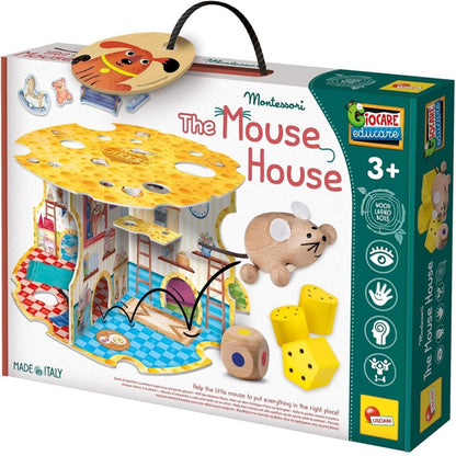 Montessori Wood The Mouse House: casa in legno Montessori con topolino e pezzi, Lisciani