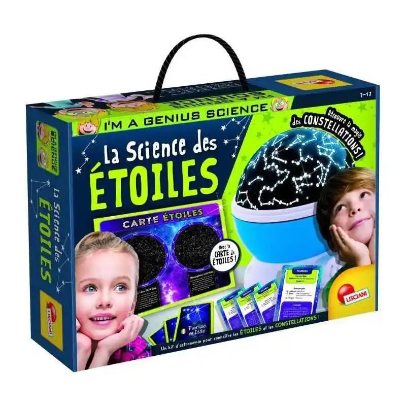 Science of Stars kit box with constellation star projector and child illustration