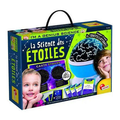 Science of Stars kit box with constellation star projector and child illustration