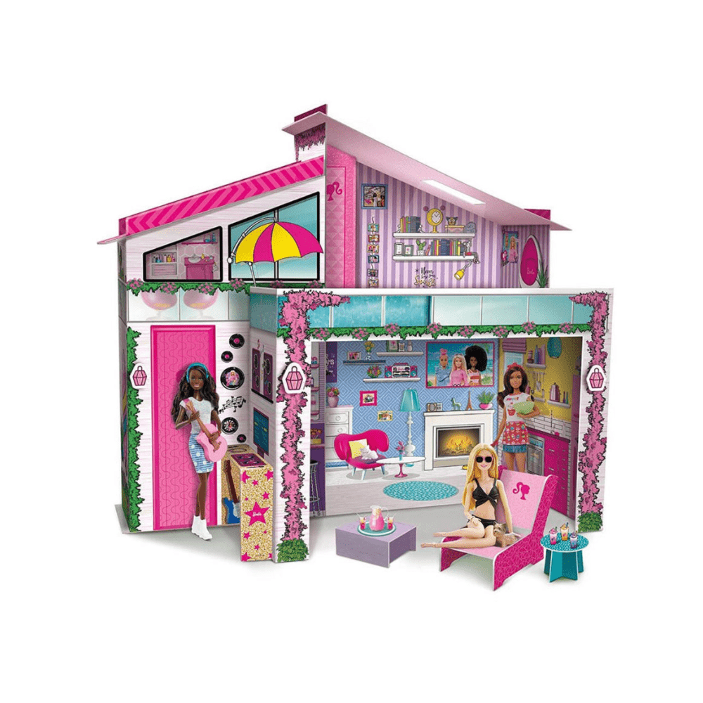 Barbie Dream Summer Villa dollhouse with open front, pink and purple details