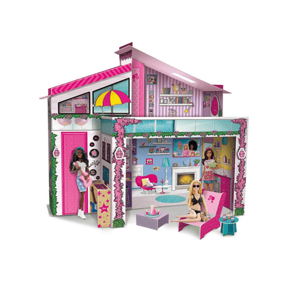 Barbie Dream Summer Villa dollhouse with open front, pink and purple details