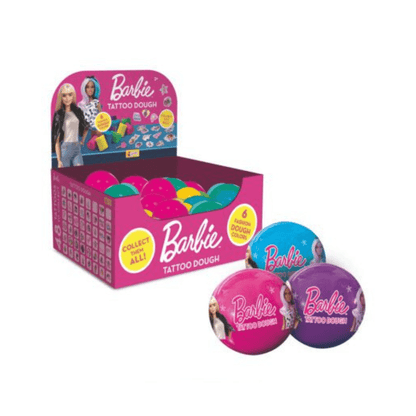 Barbie tattoo dough mystery pack box with colorful dough balls, collectible set