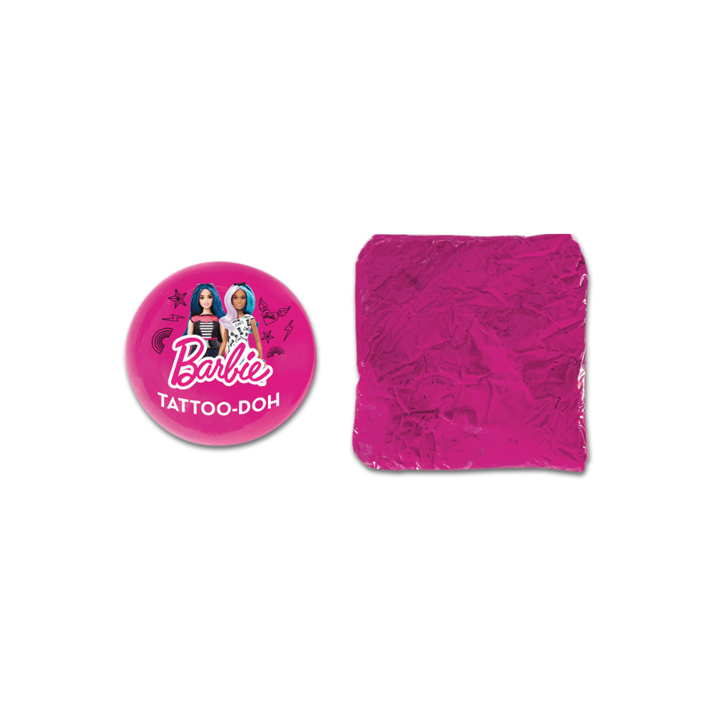 Barbie tattoo dough round pieces and pink crumpled dough sheet