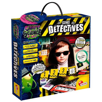 Detectives science kit box with colorful graphics and numbered mystery cards, Lisciani