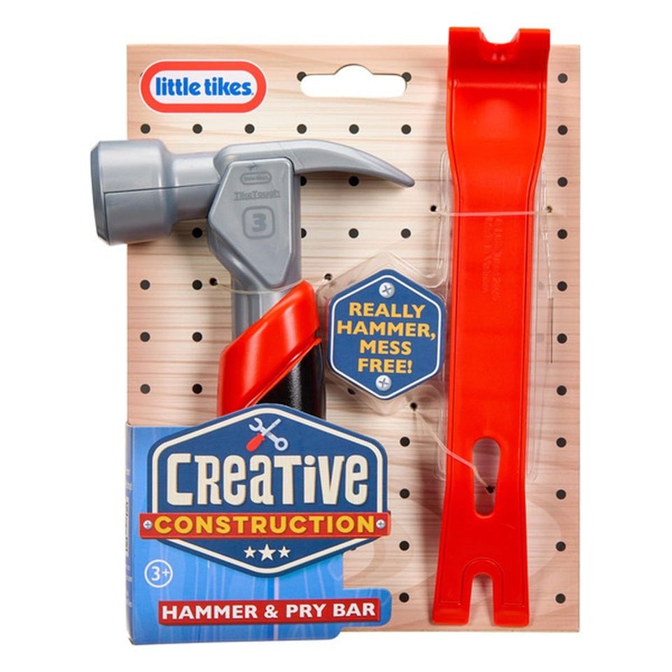 Little Tikes Creative Construction hammer & pry bar toy, red pry bar and gray hammer