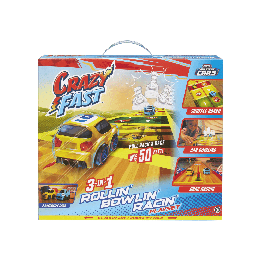 Crazy Fast 3-in-1 car playset retail box with toy track and vehicles
