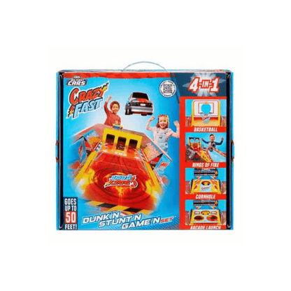 Crazy Fast 4-in-1 car game set retail box showing four game activities