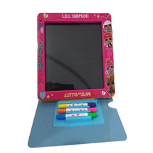 LED glow drawing pad with blank screen and colored stylus markers