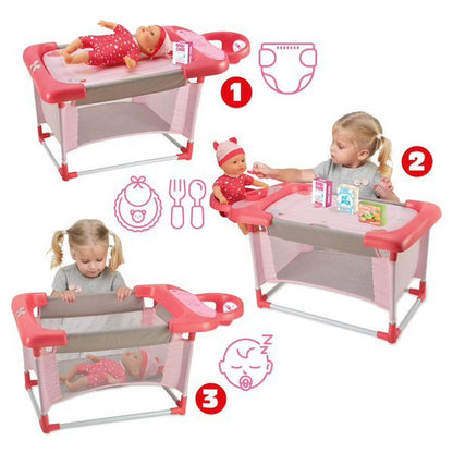 3-in-1 changing table showing modes with red tray and mesh side panels