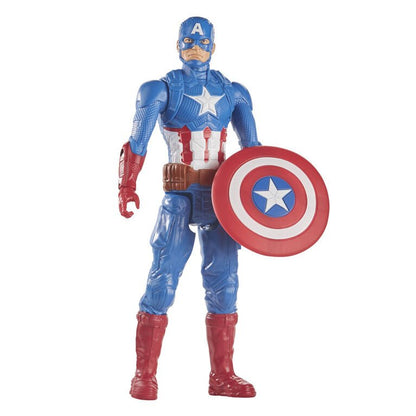 Titan Hero Captain America action figure in blue suit, star chest, holding red shield