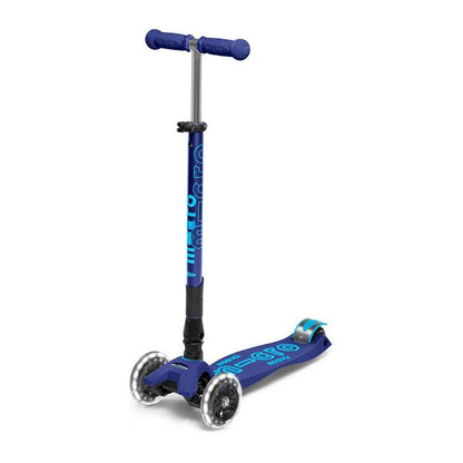 Maxi Deluxe foldbarer LED-Tretroller, dunkelblaues Deck mit Griffen