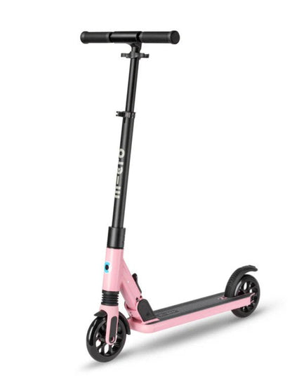 Sprite Suspension scooter with pink deck and black handlebars, standing side view