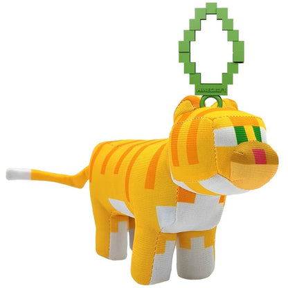 Clip-on Plüsch: gelb/orange Pixel-Tier mit weißen Pfoten und kurzer Schweif