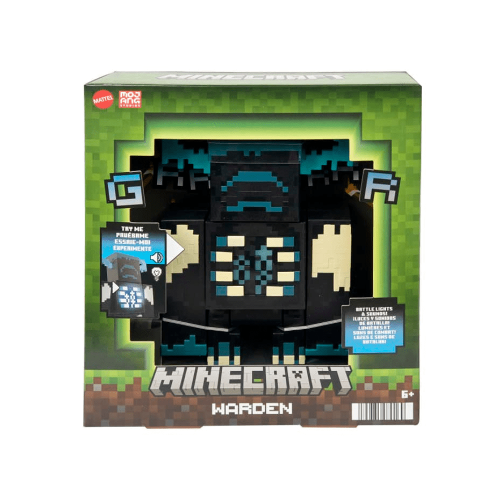 Warden collectible figure in retail box with pixel character artwork