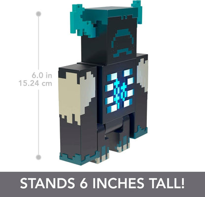 Warden collectible figure standing with teal head accents and glowing blue chest