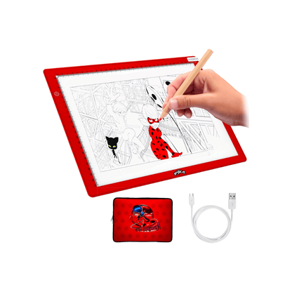 Ladybug Portable Led A4 Light Pad Drawing Kit With Neoprene Case - Miraculous - The Toy Store