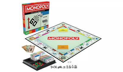 Monopoly Classic Refresh board game set with game board, money, tokens, cards and dice