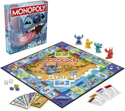 Monopoly Stitch Edition board game with game board, character pieces and cards