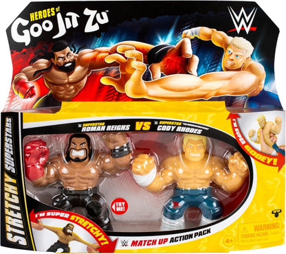 Heroes of Goo Jit Zu Roman Reigns vs Cody Rhodes match-up action figures in box