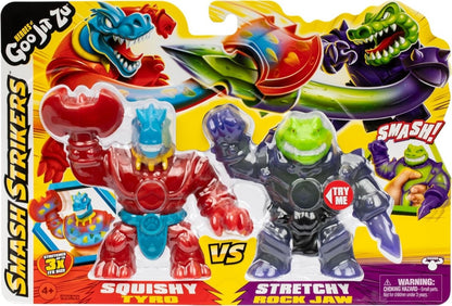 Heroes of Goo Jit Zu: Squishy Tyro vs Stretchy Rock-Jaw monster action figures