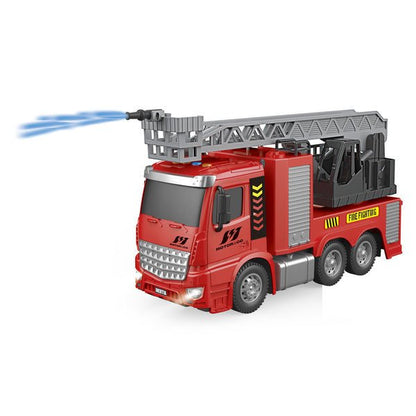 Interactive red fire truck toy with extended ladder and front grille detail