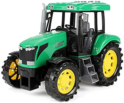 Spielzeugtraktor 30 cm, Nahansicht: grüne Motorhaube, gelbe Felgen, schwarze Reifen