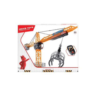 DICKIE TOYS construction crane toy box with crane, remote, and hanging accessories