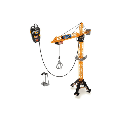 Play crane toy set with remote controller, hanging hook, and gripper basket
