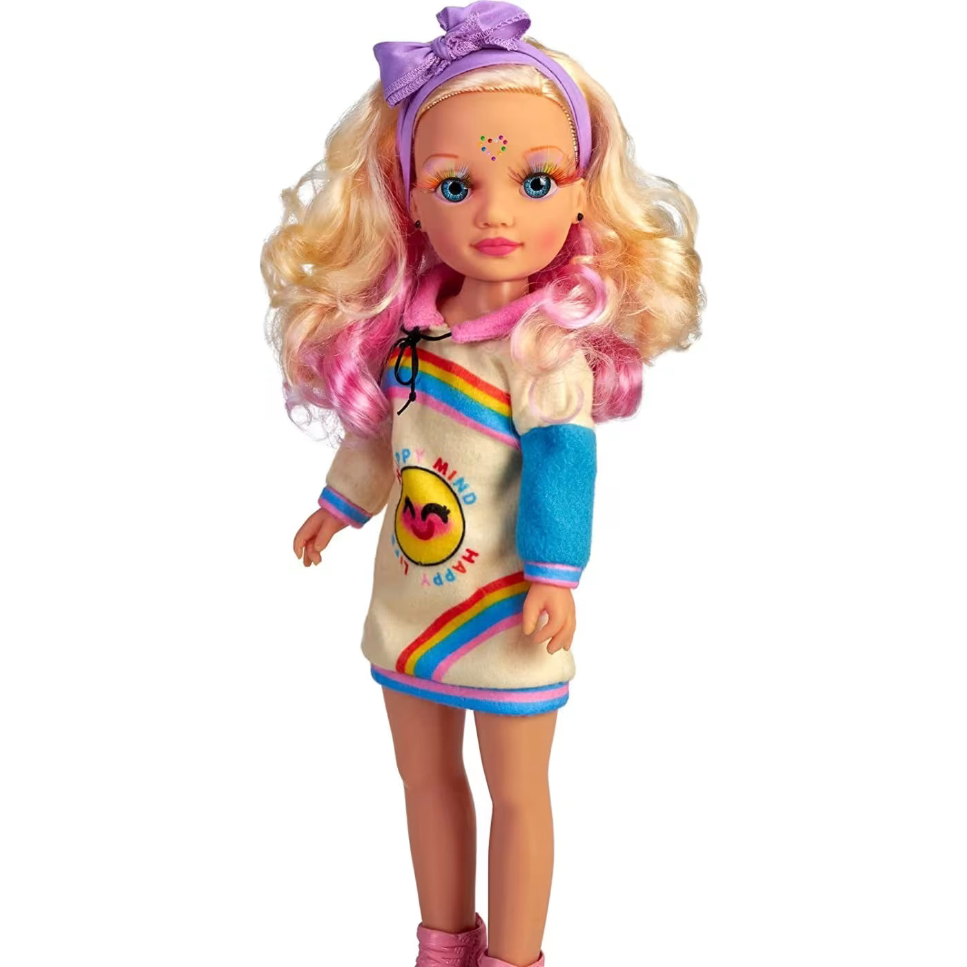Rainbow Make-up Puppe: Regenbogen-Kleid, lilafarbenes Stirnband