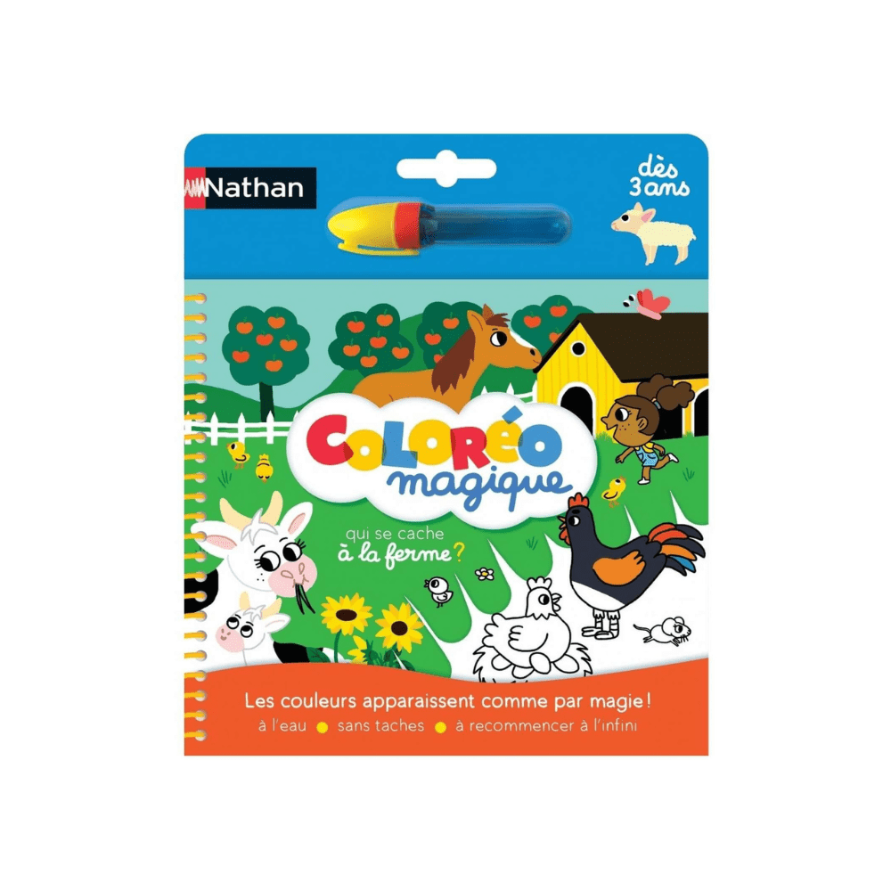 Coloréo magique Nathan : livre à couleurs avec animaux et feutre à l’eau