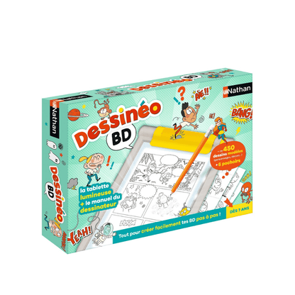 Boîte Dessinéo BD : tableau de dessin, pochoirs et accessoires pour BD