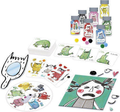 Cartes du jeu Je découvre les émotions avec personnages et plateau circulaire