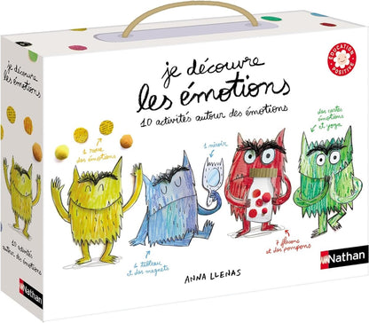Je découvre les émotions : coffret Nathan avec boîtier blanc illustré et poignée