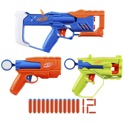 N Series Triple Action Pack: blue/orange/green blaster set with foam darts