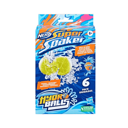 NERF Super Soaker hydro balls 6-pack retail box with blue artwork