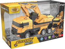 Odyssey Excavator Truck Robot Toy, yellow excavator truck with robotic arm on box