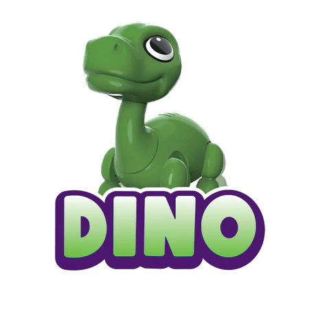 Tiny Movers green dinosaur character with big eye and rounded belly
