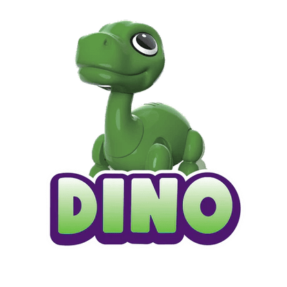 Tiny Movers green dinosaur character with big eye and rounded belly