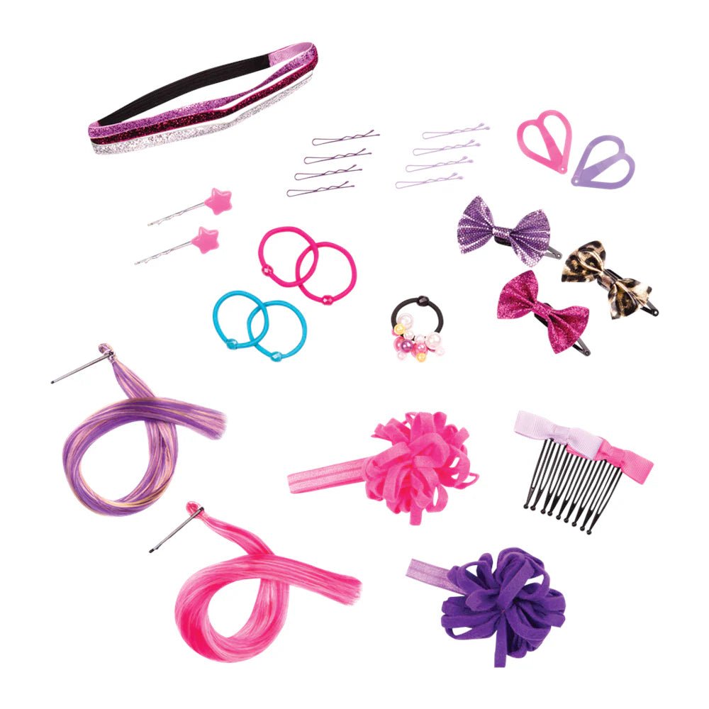 Clip-Haaraccessoires: Haarbänder, Schleifen, Haarnadeln und farbige Haargummis im Set