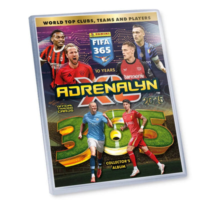 Soccer collector's album binder cover with FIFA 365 Adrenalyn 2025 artwork and players