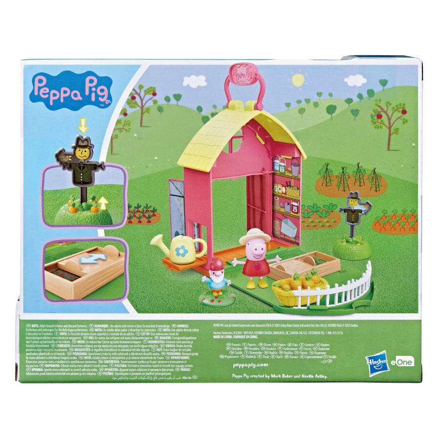 Peppa’s Garden Shed Playset package back with playset image and small product details