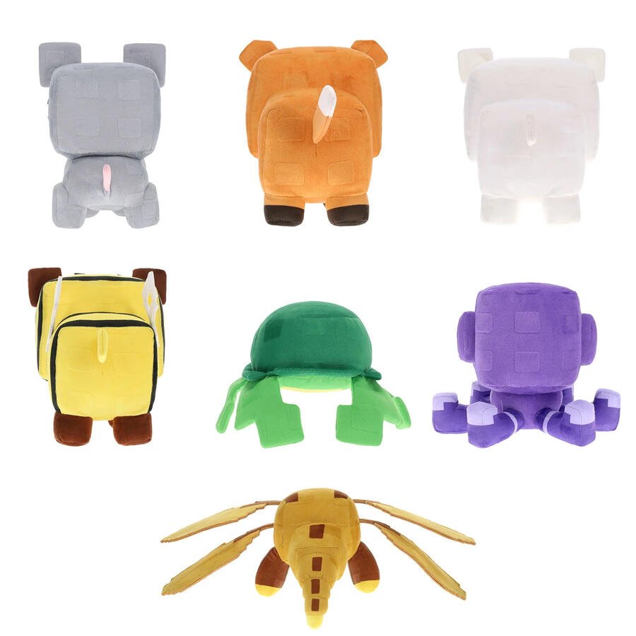 Blind plush set with cube heads and yellow spider plush, 6+ collection