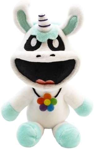 Collectible plush critter, white and mint dogday-style with flower bow