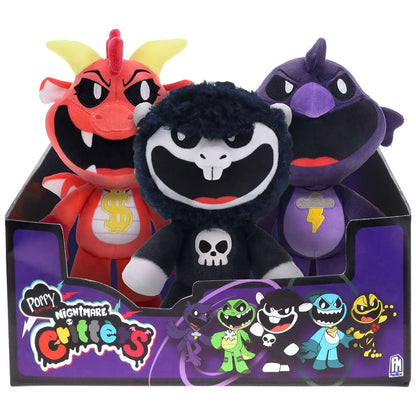 Boxed Poppy Playtime Nightmare Critters plush: black, red devil, purple bat