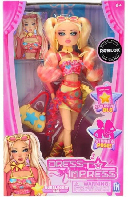 Boxed Roblox dress-up doll set for Bubblegum Gal, with star-themed outfit and accessories