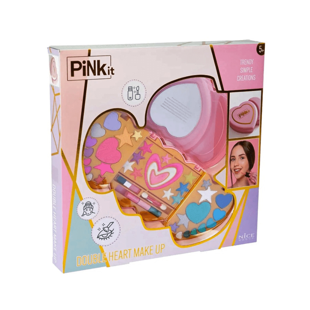 Pink It Double Heart Makeup Case - Pink It - The Toy Store