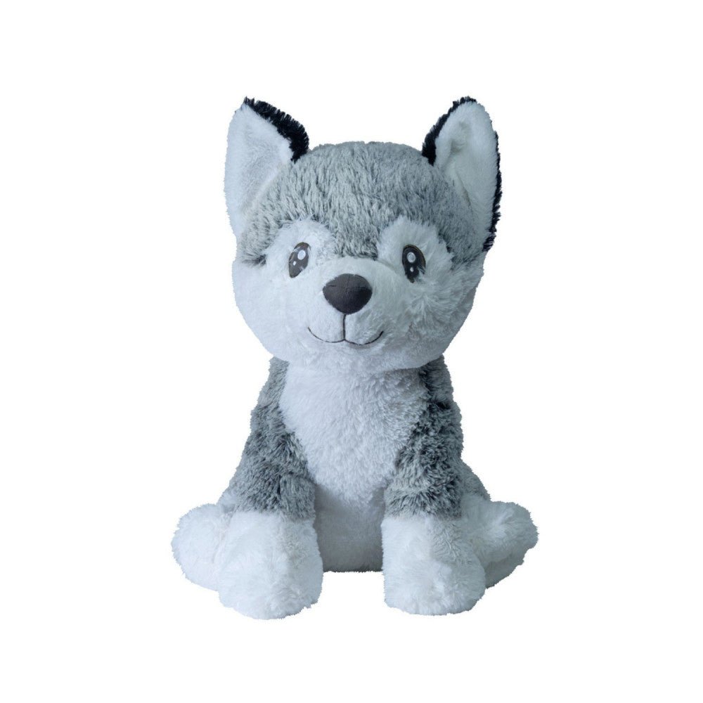 50 cm husky plush toy, light gray and white fur with black-tipped ears