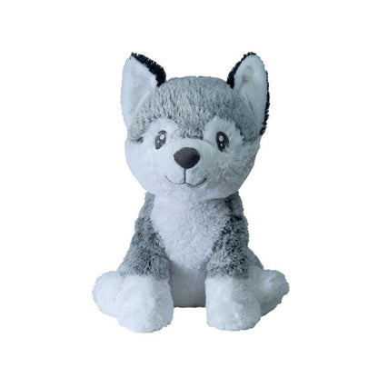 50 cm husky plush toy, light gray and white fur with black-tipped ears