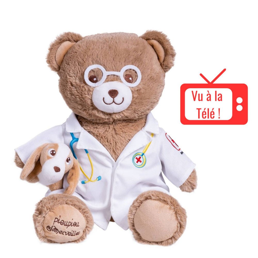 Veterinarian Bear Plush Doctor Gaston 40Cm - Piou Piou - The Toy Store