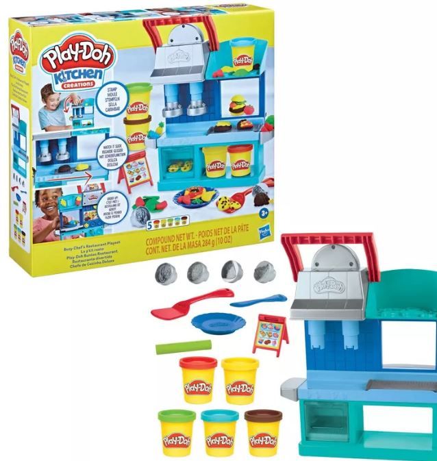Busy Chef’s restaurant playset box with kitchen station and compound tubs